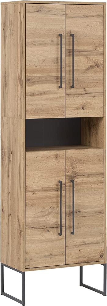 Schildmeyer Limmo Hochschrank 701681, Holzwerkstoff, Eiche Landhaus Dekor, 57,1 x 33,1 x 184,8 cm Bild 1