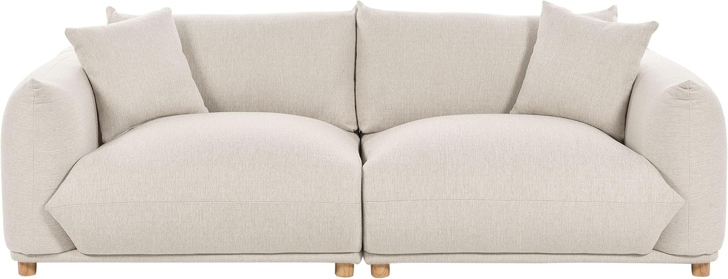 3-Sitzer Sofa hellbeige mit Kissen LUVOS Bild 1