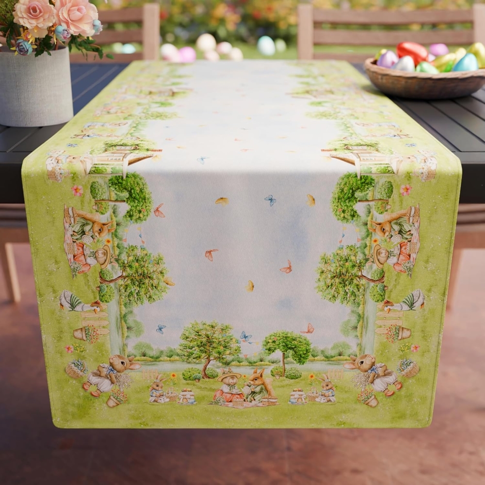 PETTI Artigiani Italiani - Oster-Tischläufer, Tischläufer Ostern Küche, Tischläufer, Tischläufer für Ostern im Digitaldruck, 100% Made in Italy, RNNCDP-PICNIC-1PZ Bild 1
