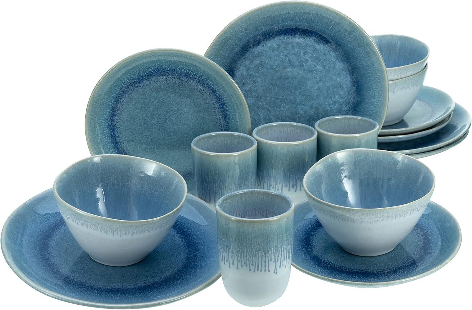 CreaTable 14718 Kombiservice Aquarius für 4 Personen, Steinzeug, blau (1 Set, 16-teilig) Bild 1