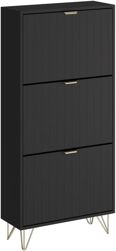Schuhschrank Helge Schwarz 60 x 128.5 cm 3 Fächer Vicco Bild 1