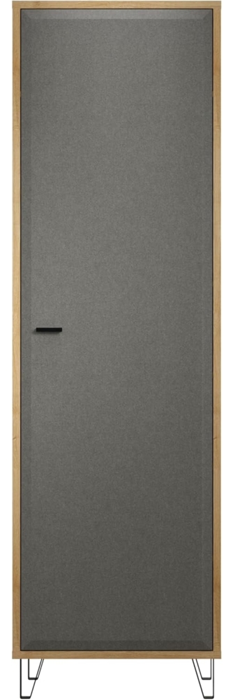 Garderobenschrank Blanshe in Filz grau und Eiche Schuhschrank 60 x 200 cm Bild 1