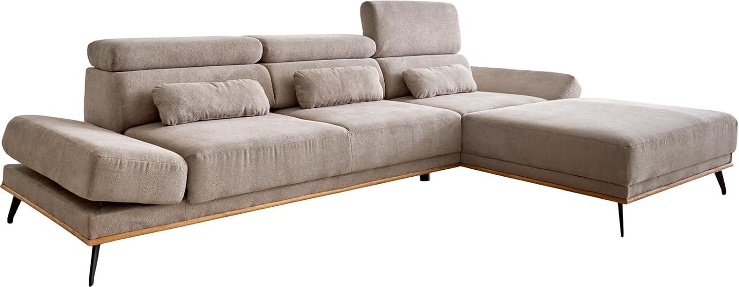 Ecksofa Evelio 320x200 Mikrofaser Taupe Ottomane rechts elektrische Sitztiefenverstellung Bild 1