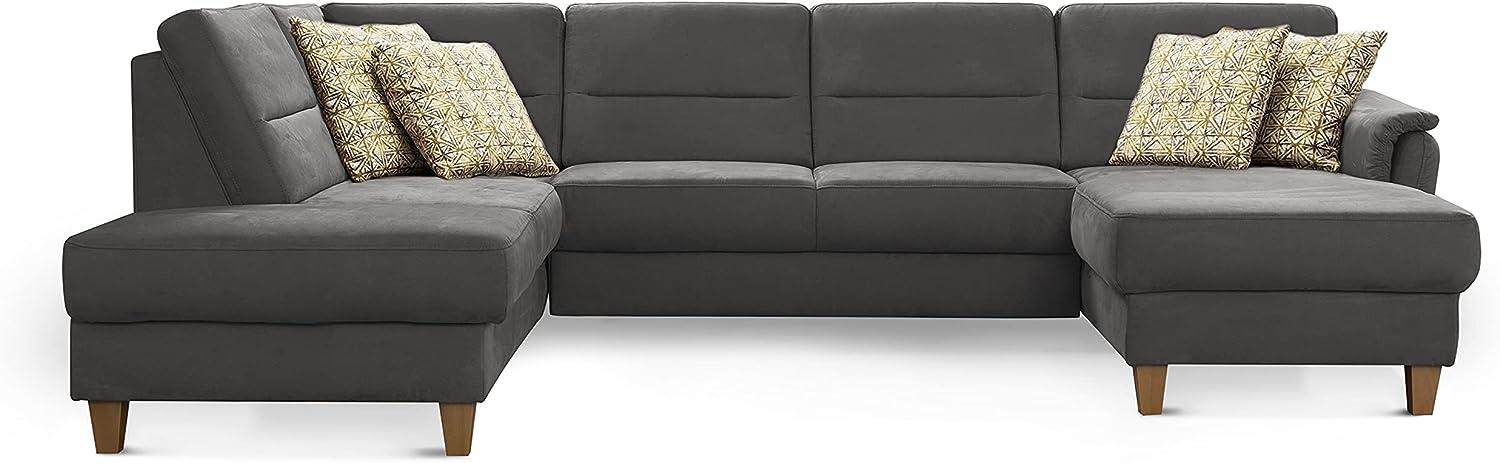 CAVADORE Wohnlandschaft Palera / Federkern-Sofa in U-Form im Landhausstil / 314 x 89 x 212 / Mikrofaser-Bezug, Grau Bild 1