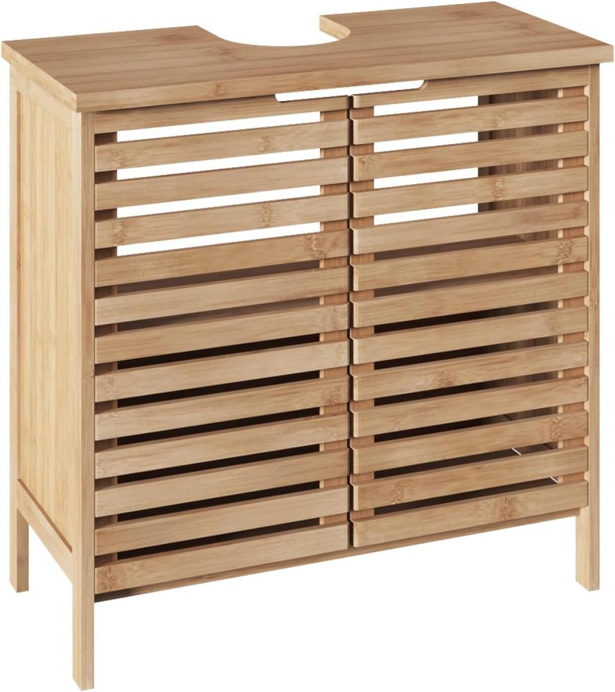 Waschbeckenunterschrank aus Bambus SICELA, natürliche Holzfarbe, 60 x 28 x 80 cm Bild 1