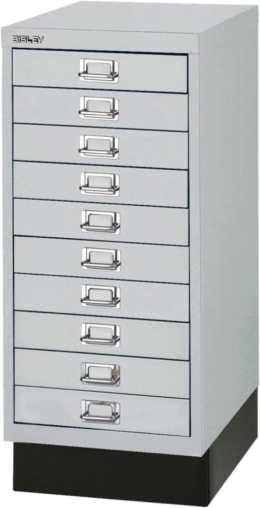 Bisley MultiDrawer™, 29er Serie mit Sockel, DIN A4, 10 Schubladen, Farbe silber Bild 1