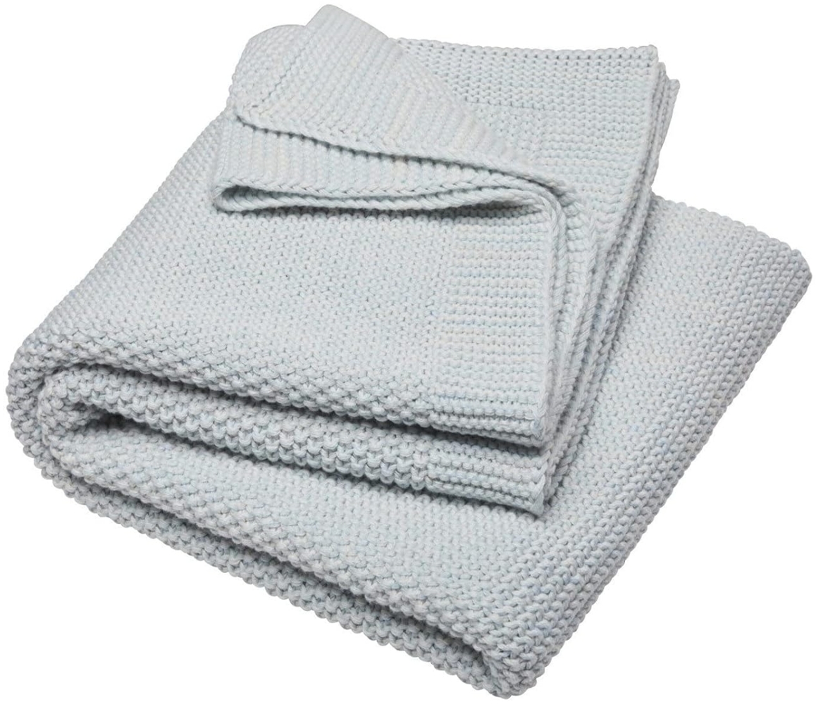 Bio Babydecke Bio-Baumwolle Strick Qualität 100% Bio-Baumwolle (kbA) GOTS zertifiziert, Himmelsblau, 80x95 cm Bild 1