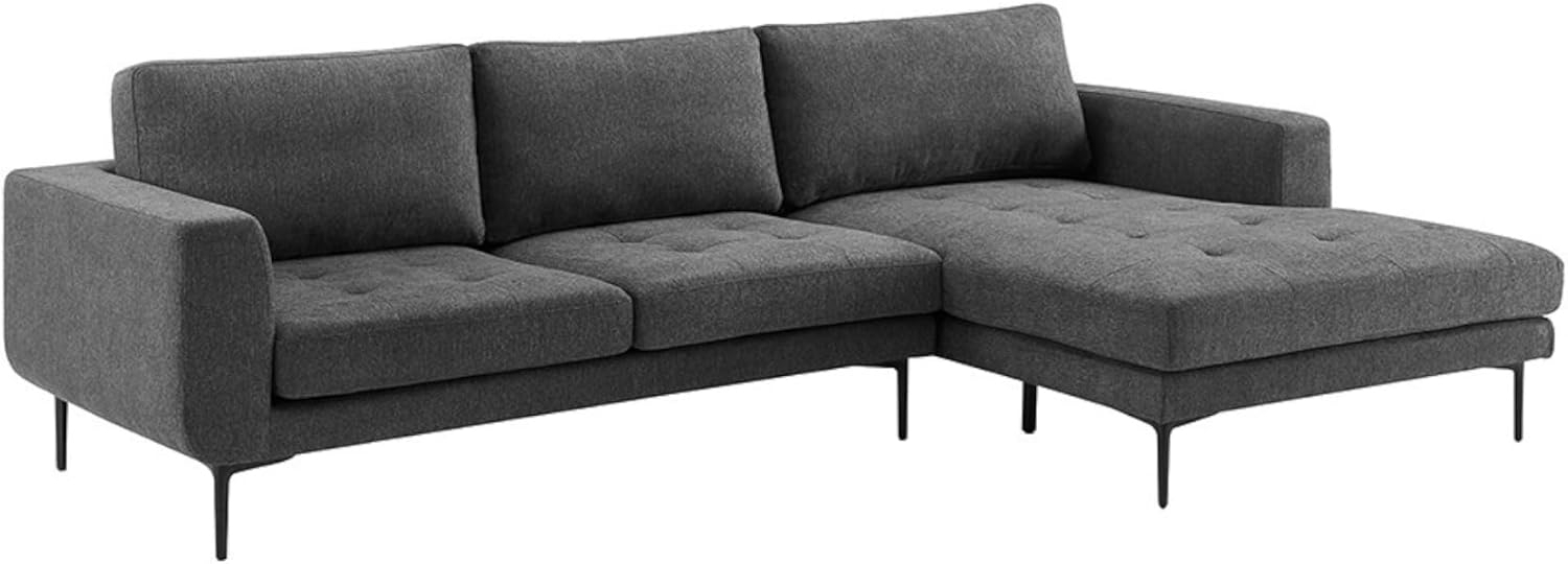 riess-ambiente Ecksofa CITY 275cm grau / schwarz, Einzelartikel 1 Teile, Wohnzimmer · Webstoff · XXL · L-Form · Couch inkl. Kissen · Design Bild 1