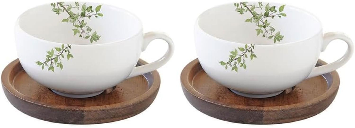 Easy Life Acacia Natura 2 Espresso Tasse Set Mit Akazien Untertassenn, Porzellan, Mehrfarbig, 15 x 15 x 8 cm Bild 1