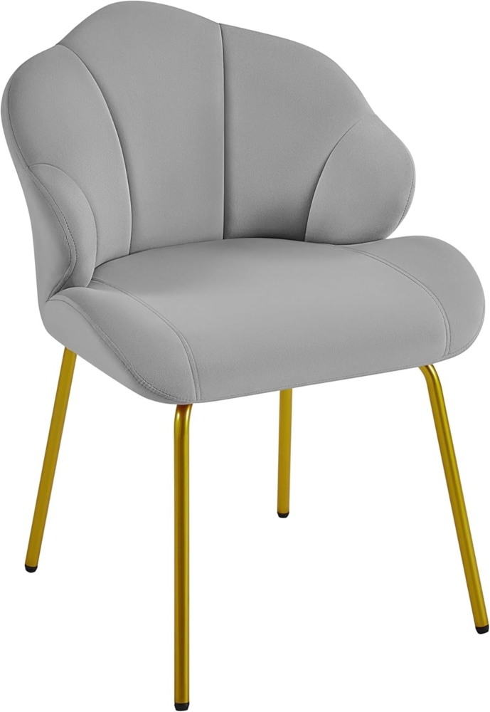 Yaheetech Sessel Loungesessel in Muschelform, Ohrensessel modern, Polsterstuhl mit Metallbeinen, Polyester, für Wohnzimmer/Schminktisch/Schlafzimmer, Hellgrau Bild 1