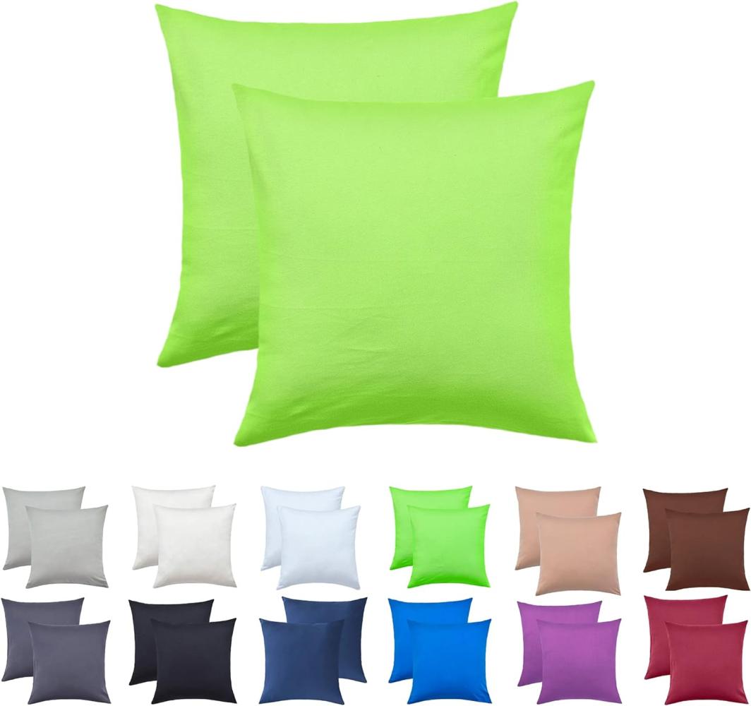 NatureMark 2er Pack Jersey Kissenbezug Kissenhülle Kissenbezüge Seitenschläferkissen Nackenkissen viele Größen und Farben ÖKO-TEX (80 x 80 cm, Apfel grün) Bild 1