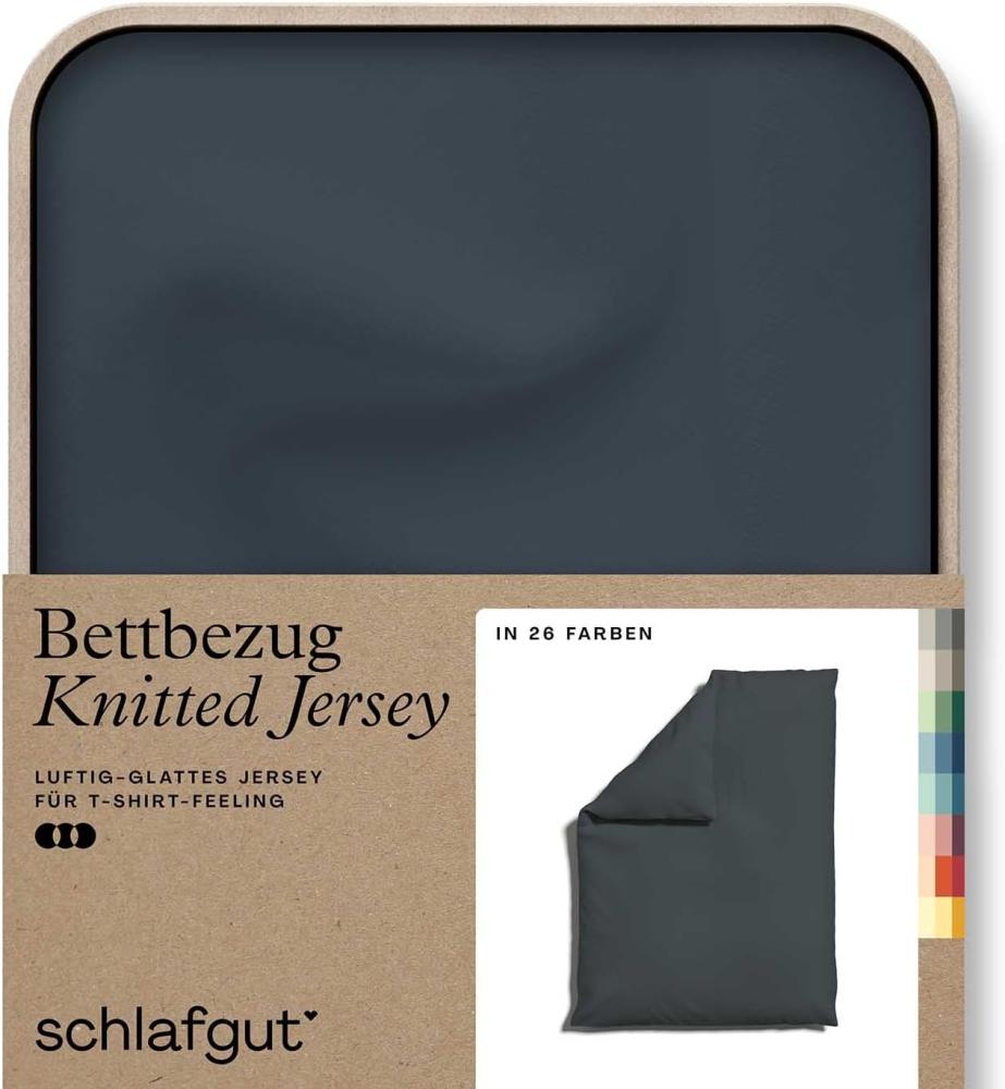 Schlafgut Knitted Jersey Bettwäsche | Bettbezug einzeln 135x200 -140x200 cm | grey-deep Bild 1