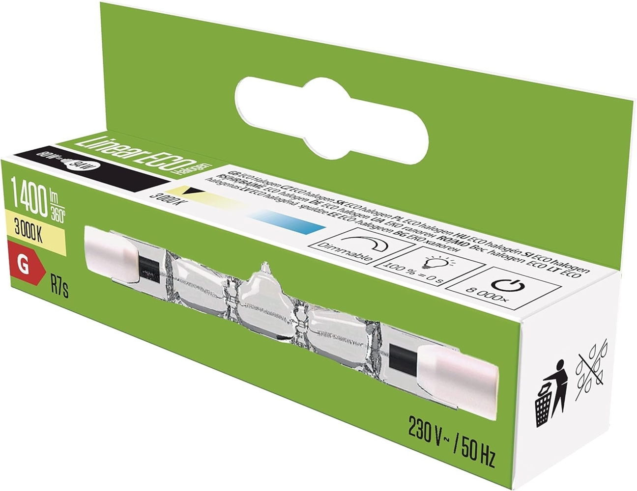 EMOS Halogen-Röhre 80 W, Länge: 78 mm (7,8x0,8 cm), ECO Halogenstablampe, Warmweiß 3000 K, 1400 lumen, R7S-Sockel, J78 230V/80 W, 1 Stück Bild 1