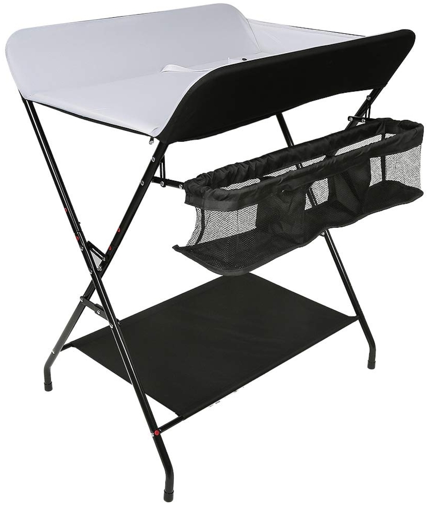 OHMG Baby Wickelkombi Klappbare Wickelkommode,Wickeltisch mit Rollen,Mobiler Wickeltisch mit Wickelauflage,Sicherheitsgurt und Ablagefächern,Wasserdicht und Höhenverstellbar,Stabil Bild 1