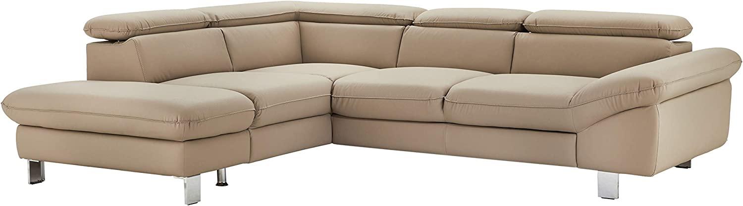 Mivano Ecksofa Driver mit Ottomane links, Ledercouch im modernen Design, Inkl. verstellbare Kopfstützen, 266 x 73 x 214, Kunstleder, Hellbraun Bild 1