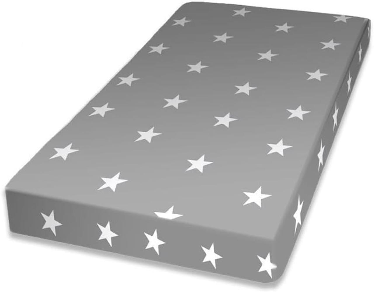 Kindermatratze mit Bezug TESSUTO, 70 x 140 x 8, grau/weißer Stern Bild 1