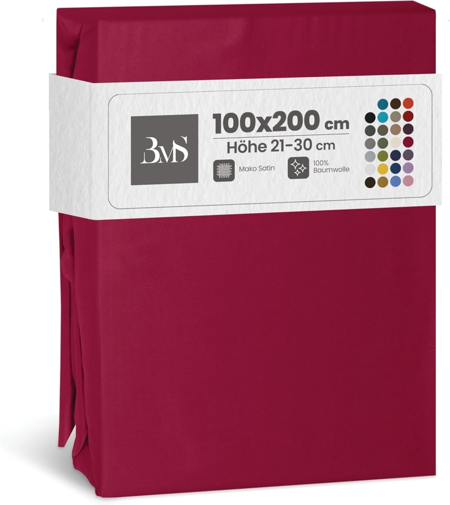 Bettwaesche-mit-Stil Mako-Satin Spannbettlaken pink 100x200cm Höhe 21-30cm Bild 1