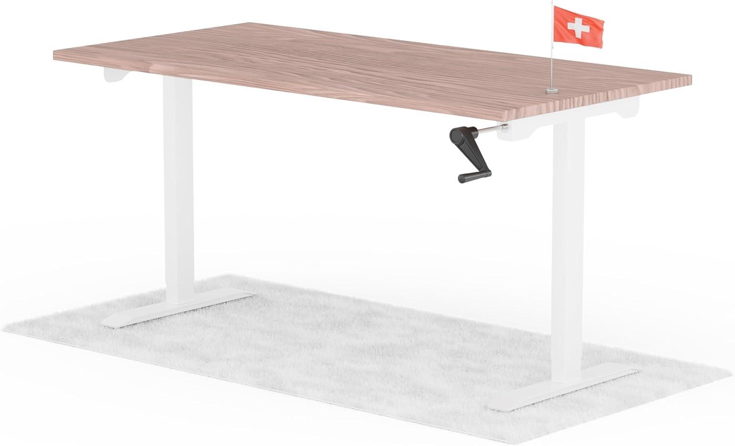 manuell höhenverstellbarer Schreibtisch EASY 160 x 80 cm - Gestell Weiss, Platte Walnuss Bild 1