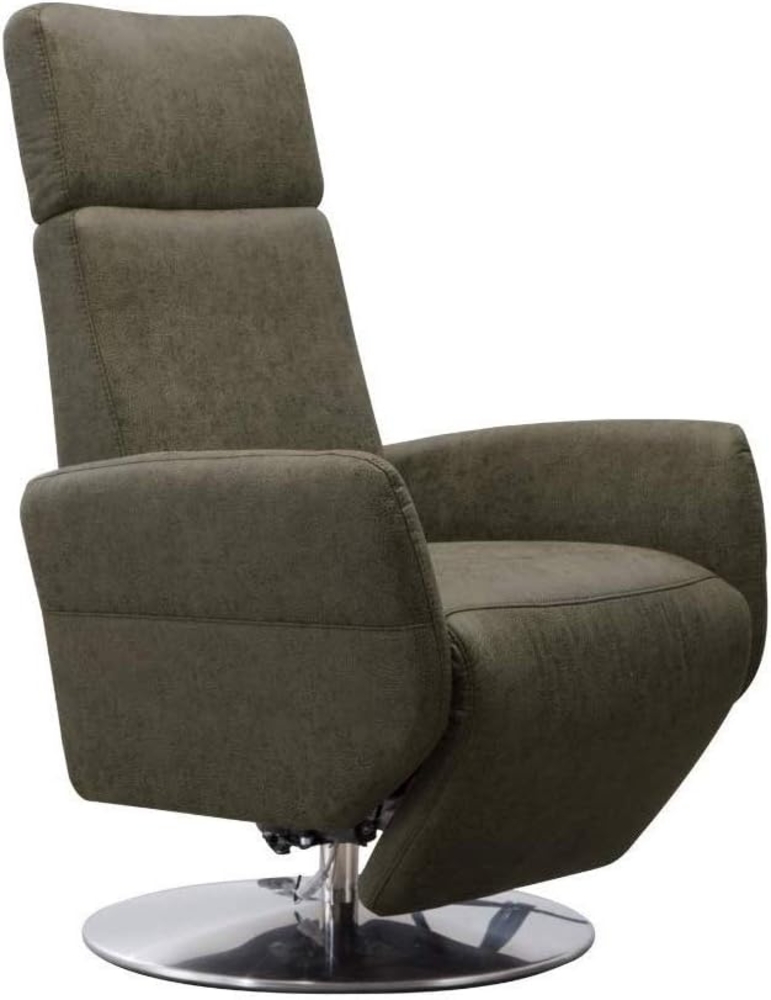 Cavadore TV-Sessel Cobra / Fernsehsessel mit 2 E-Motoren und Akku / Relaxfunktion, Liegefunktion / Ergonomie L / 71 x 112 x 82 / Lederoptik Olive Bild 1