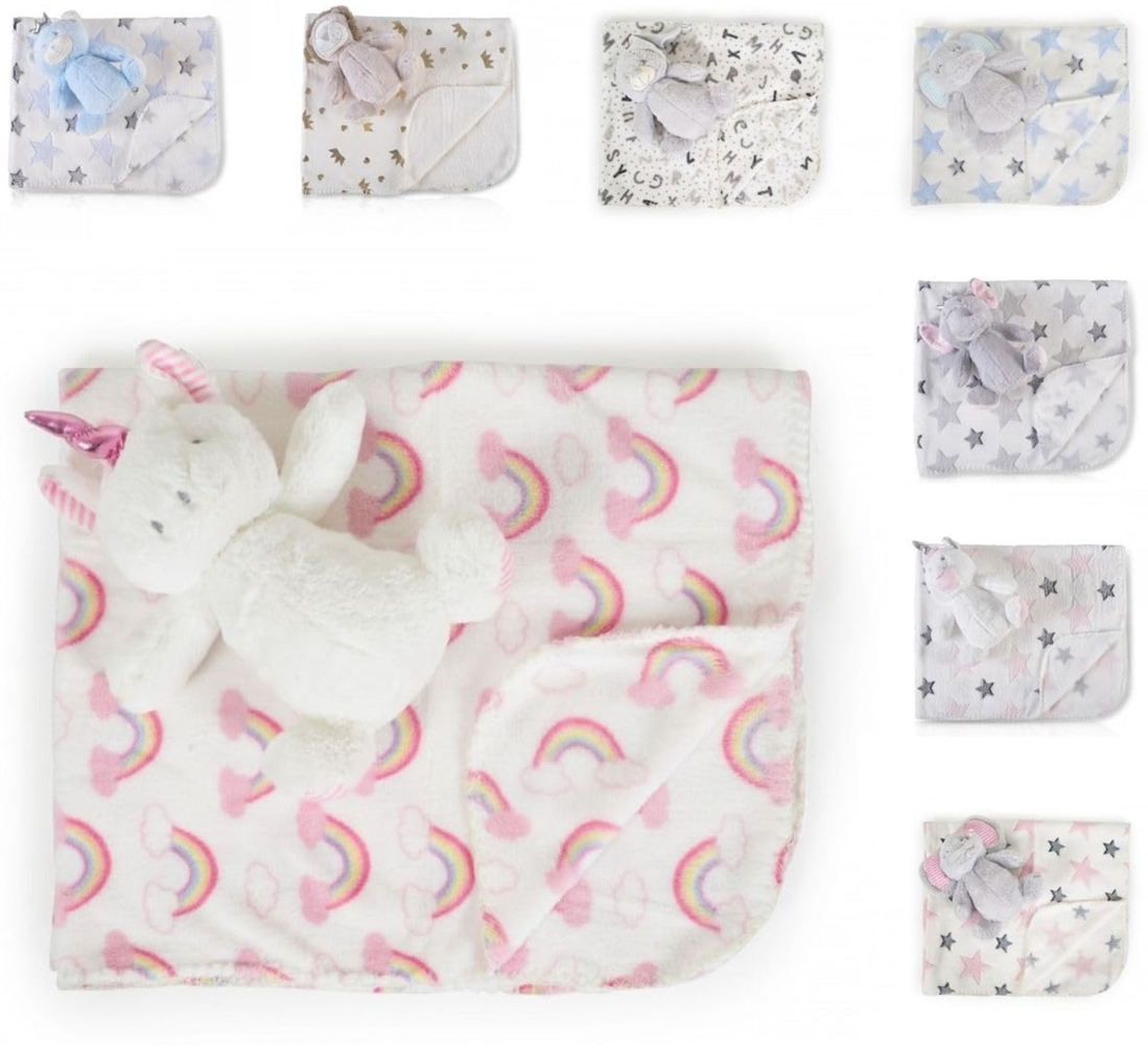 Cangaroo Babydecke 90 x 75 cm mit Plüschtier kuschelige Babydecke Krabbeldecke pink Bild 1