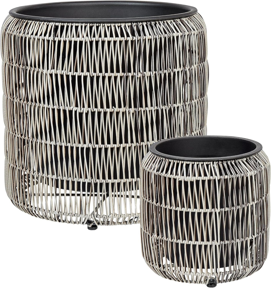 Set mit 2 Blumentöpfen BRODIEA PE Rattan 26 45 cm Hellbraun Bild 1