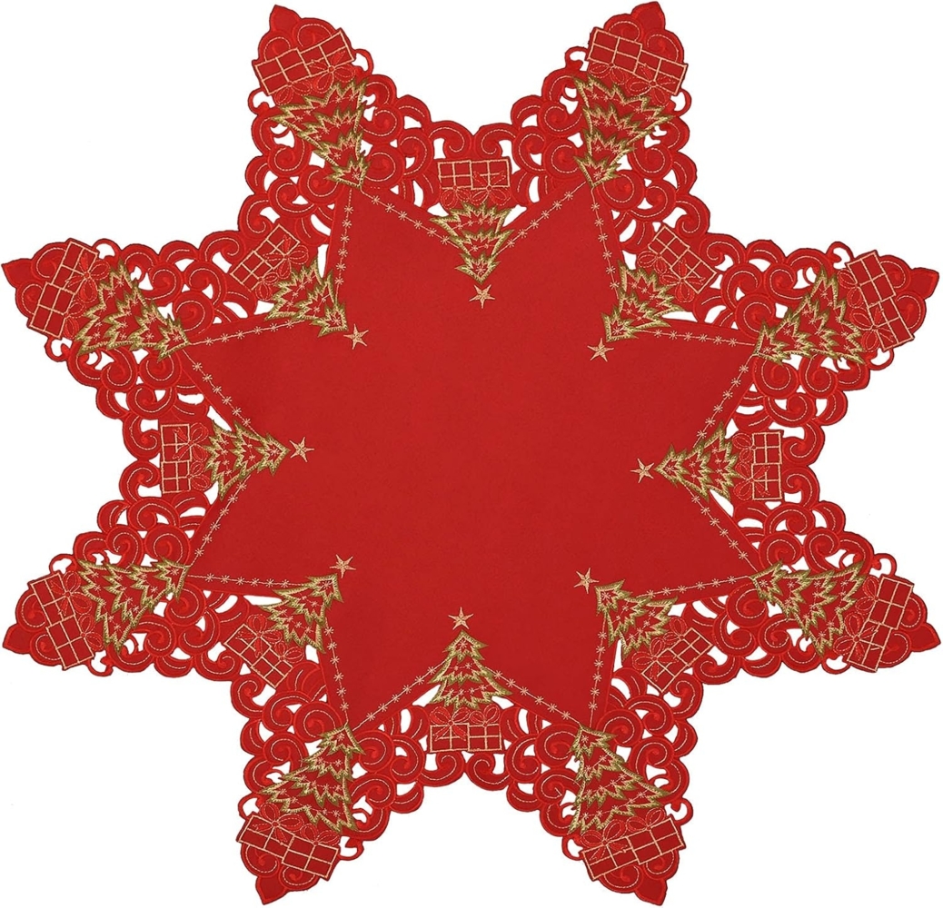 Grelucgo Tischdecke, Bestickt, Motiv Weihnachtsbaum, Achteck, 86 cm Bild 1