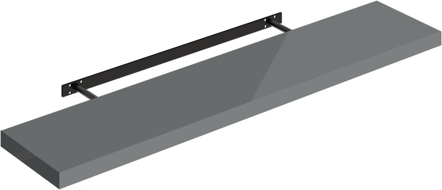 WOLTU Wandregal grau, Regal Wand, Schweberegal, Regalbrett, Wandboard, mit Metallhalterung, unsichtbare Montage, für Küche Badezimmer Wohnzimmer Schlafzimmer, aus MDF, 110 x 22,9 x 3,8 cm Bild 1