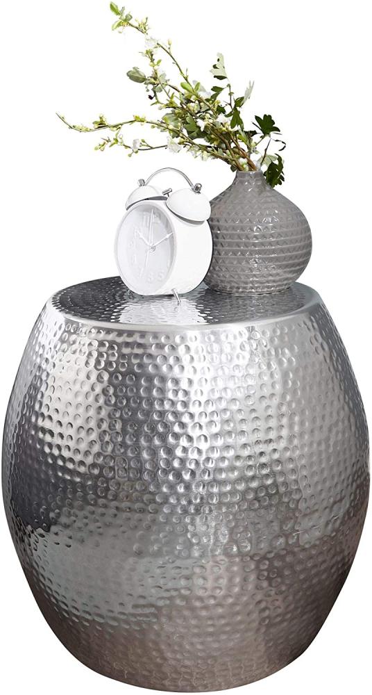 Wohnling Beistelltisch PADRO 42 x 42 x 42 cm Aluminium Dekotisch Orientalisch rund, Silber Bild 1