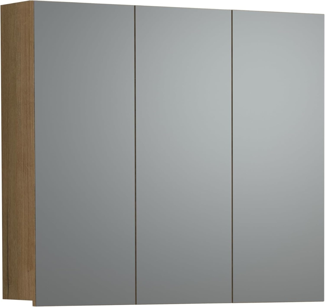 trendteam smart living - PureBliss - Spiegelschrank - Eiche - Badspiegel mit 9 Fächern - (BxHxT) 90 x 80 x 20 cm - Badezimmerspiegel mit 6 Einlegeböden - mittlere Tür Links und rechts montierbar Bild 1