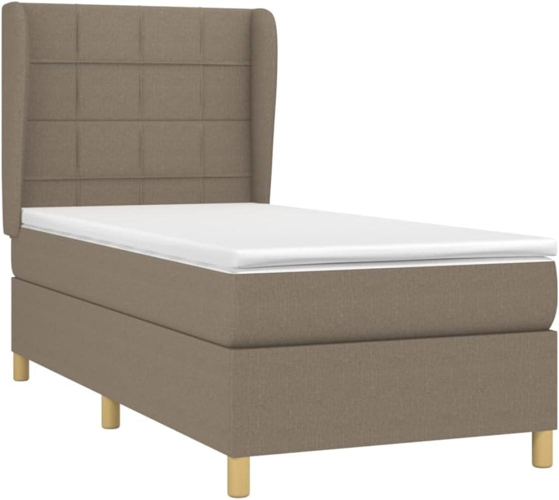 vidaXL Boxspringbett mit Matratze Taupe 90x200 cm Stoff 3128497 Bild 1