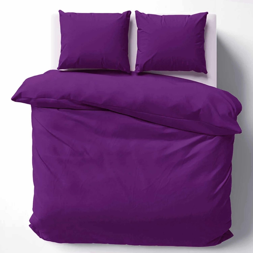 Cotton Castle Bettwäsche Bettgarnitur Bettbezug 100% Baumwolle 135x200 155x220 200x200 200x220, Farbe:Violett, Größe:200x200 cm Bild 1