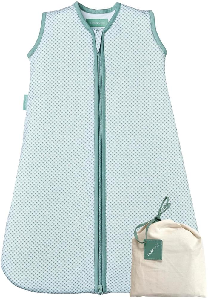 molis&co - Baby Schlafsack ärmellos - Ideal für Frühling und Herbst - Babyschlafsack 1 tog ohne Ärmel - Leicht gepolstert - 100% Baumwolle (Oeko-TEX 100), Premium Qualität - Vichy Green (95 cm) Bild 1