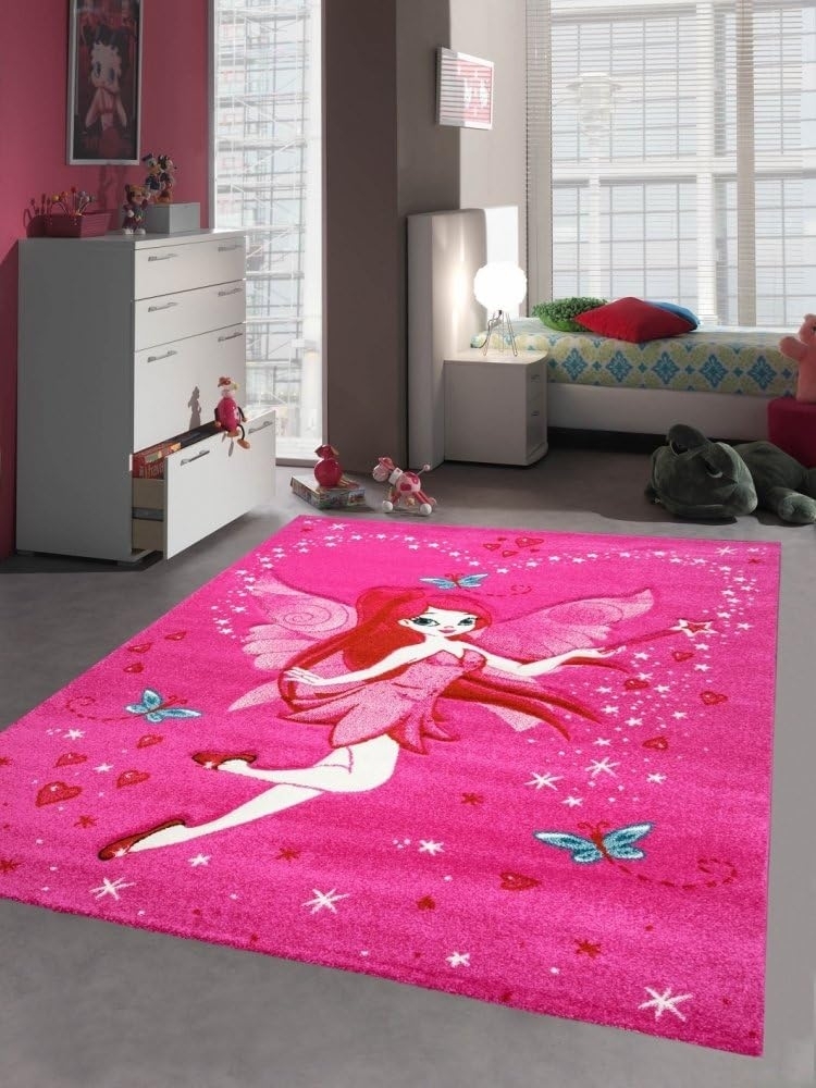 Carpetia Kinderteppich Kinderteppich Kinderzimmer Mädchen Zauberfee Tinkerbell Pink, rund, Höhe: 13 mm Bild 1