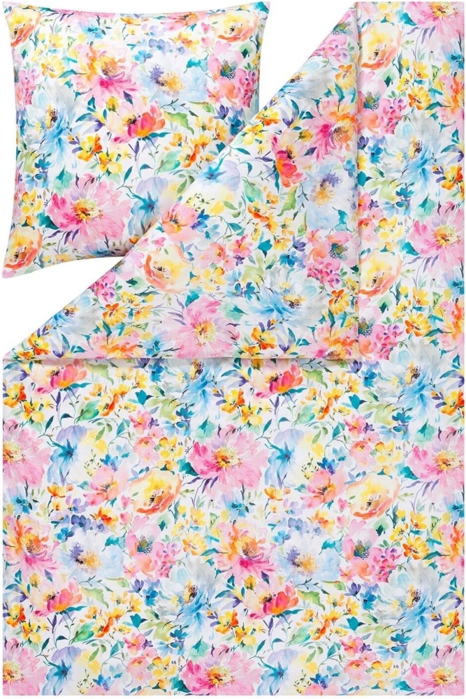 Estella Mako-Satin Bettwäsche Impulse Alanis 200x220 + 2 x Kissen 80 x 80 Floral multicolor Bild 1