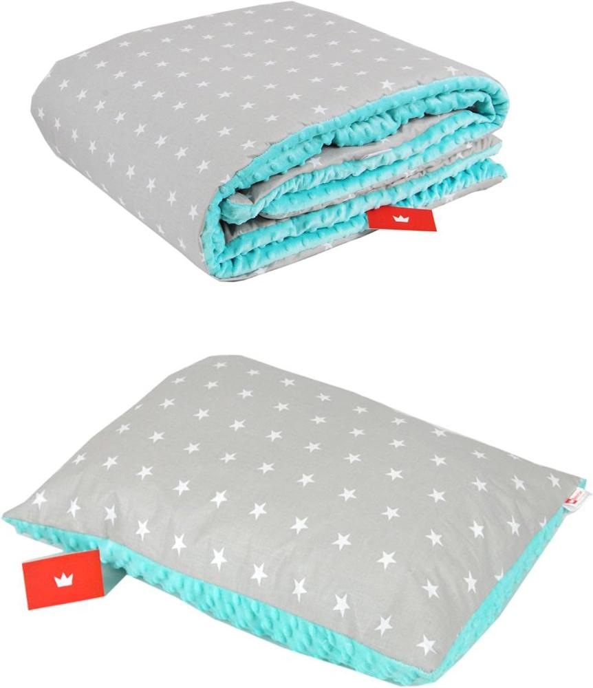 BabyLux 'Sterne' Kuscheldecke 100 x 150 cm mit Kissen, grau Bild 1