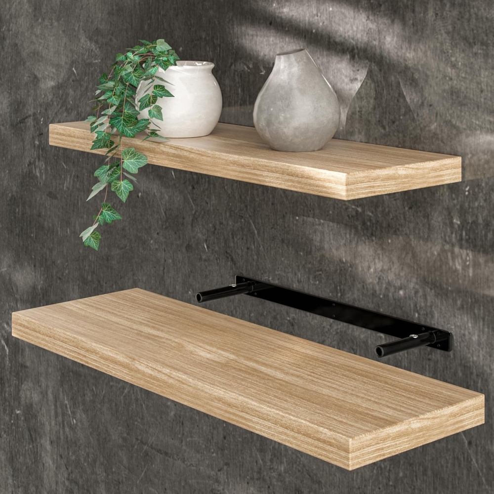 Casaria Wandregal mit Halterung, MDF, Eiche / Natur, 70 x 23 x 3,8cm Bild 1