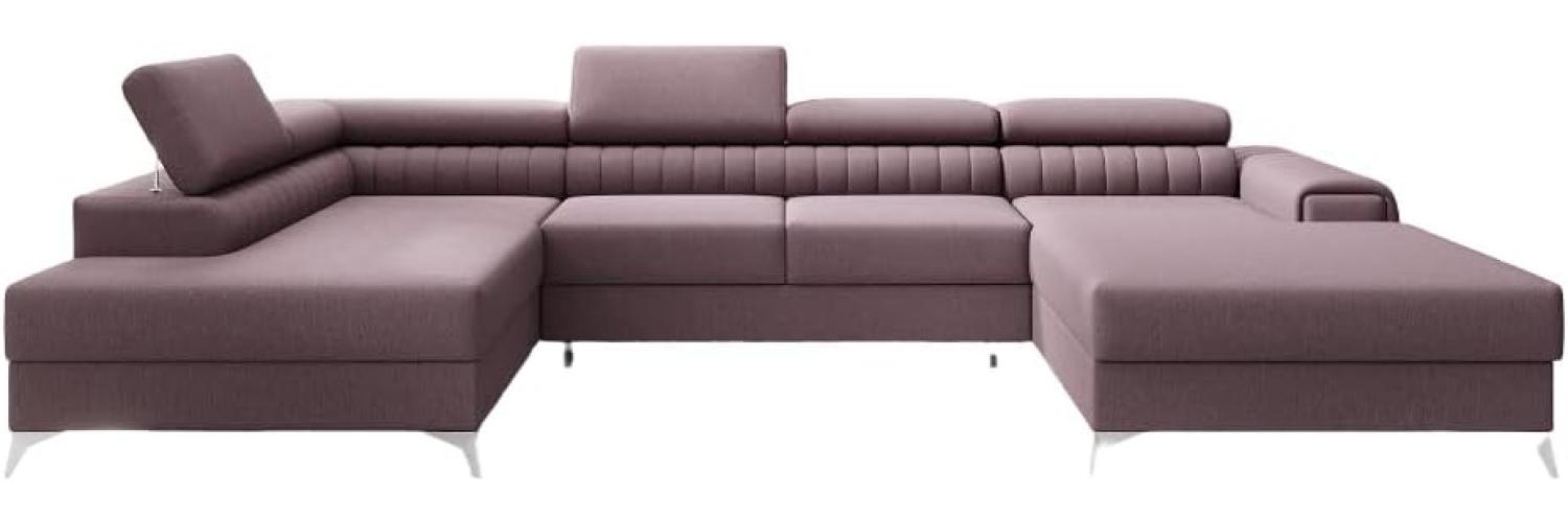 Designer Sofa Collina mit Schlaf- und Klappfunktion Stoff Rosé Links Bild 1