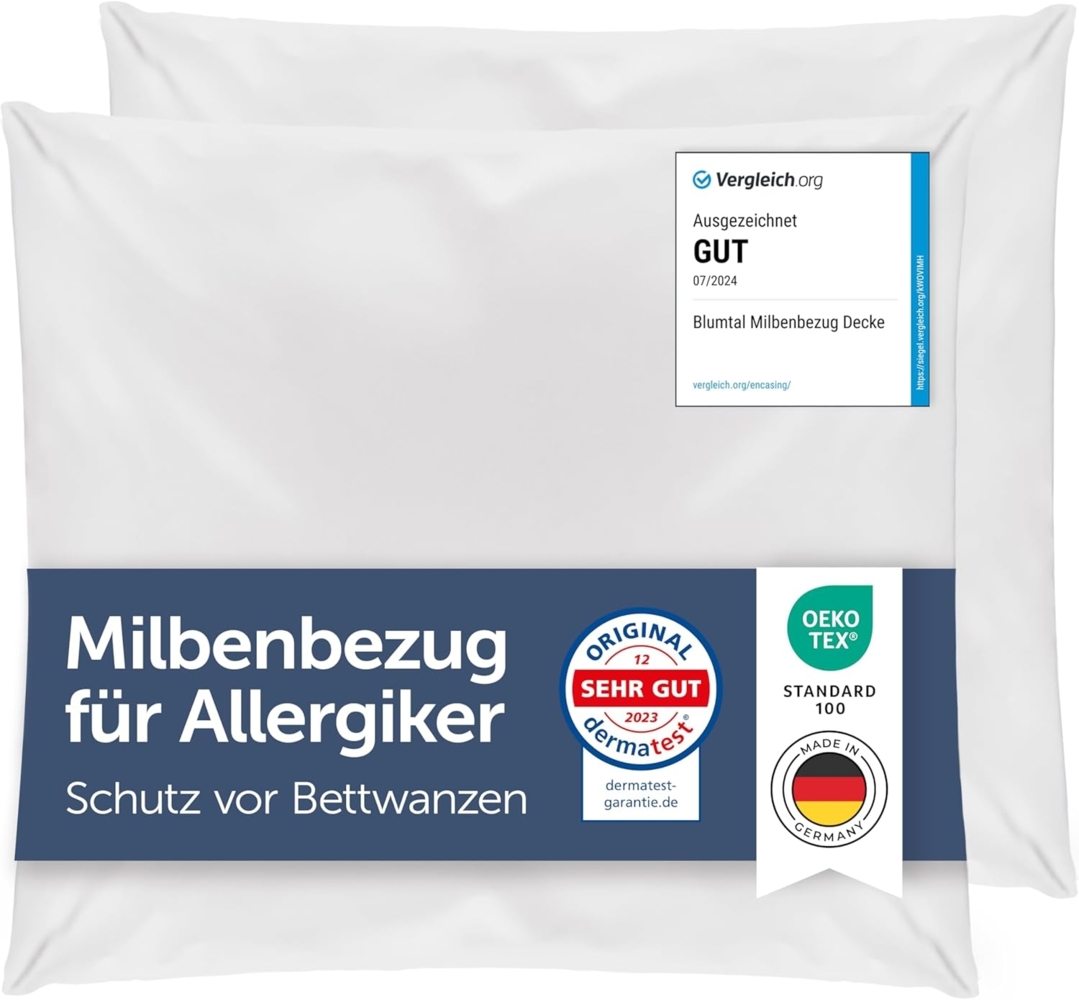 Blumtal Bettbezug Milbenbezug Allergiker Bettbezug oder Kopfkissenbezug- Milben Encasing, (2 St), bestehend aus dem High-Tech Spezialgewebe Evolon Bild 1