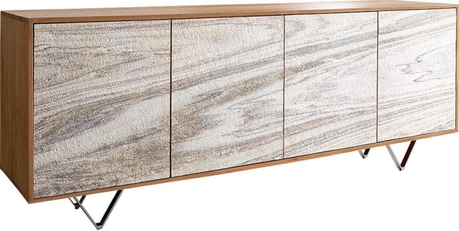 Sideboard Kleo 175 cm Akazie Natur 4 Türen V-Fuß Edelstahl Bild 1