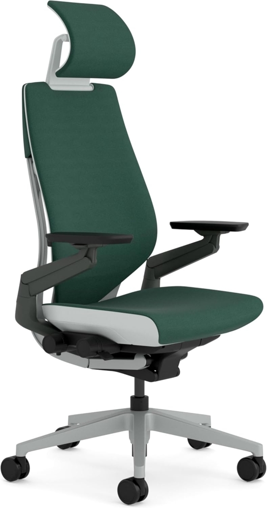 Steelcase Gesture Ergonomischer Bürostuhl mit 360° Armlehnen, 3D-Live Back Lumbalstütze, anpassbarer Kopfstütze Dunkelgrün Bild 1