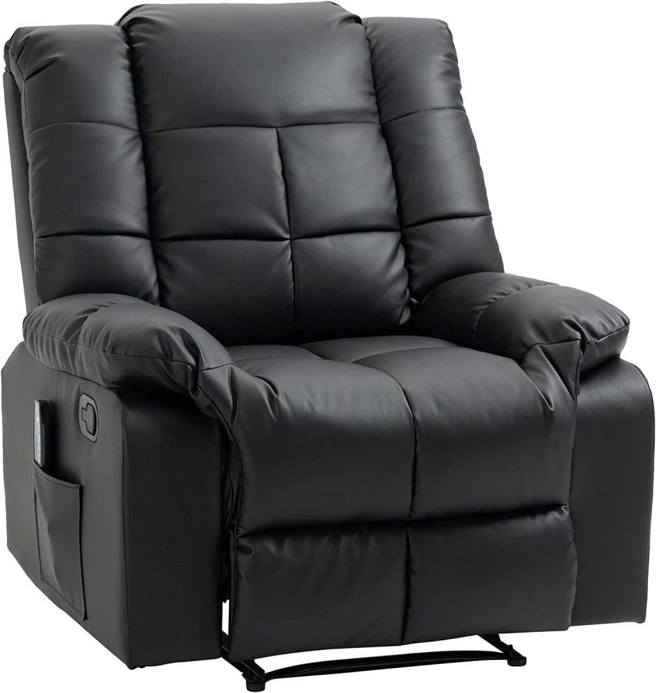 HOMCOM Massagesessel Fernsehsessel Elektrisch Relaxsessel mit Massagefunktion Kunstleder Holz Stahl Schaumstoff Schwarz 94 x 99 x 99 cm Bild 1