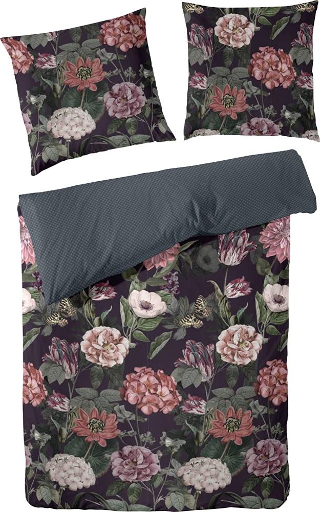 Primera Mako-Satin Bettwäsche 155x220 Blumen Wende schwarz 243215-84 Bild 1