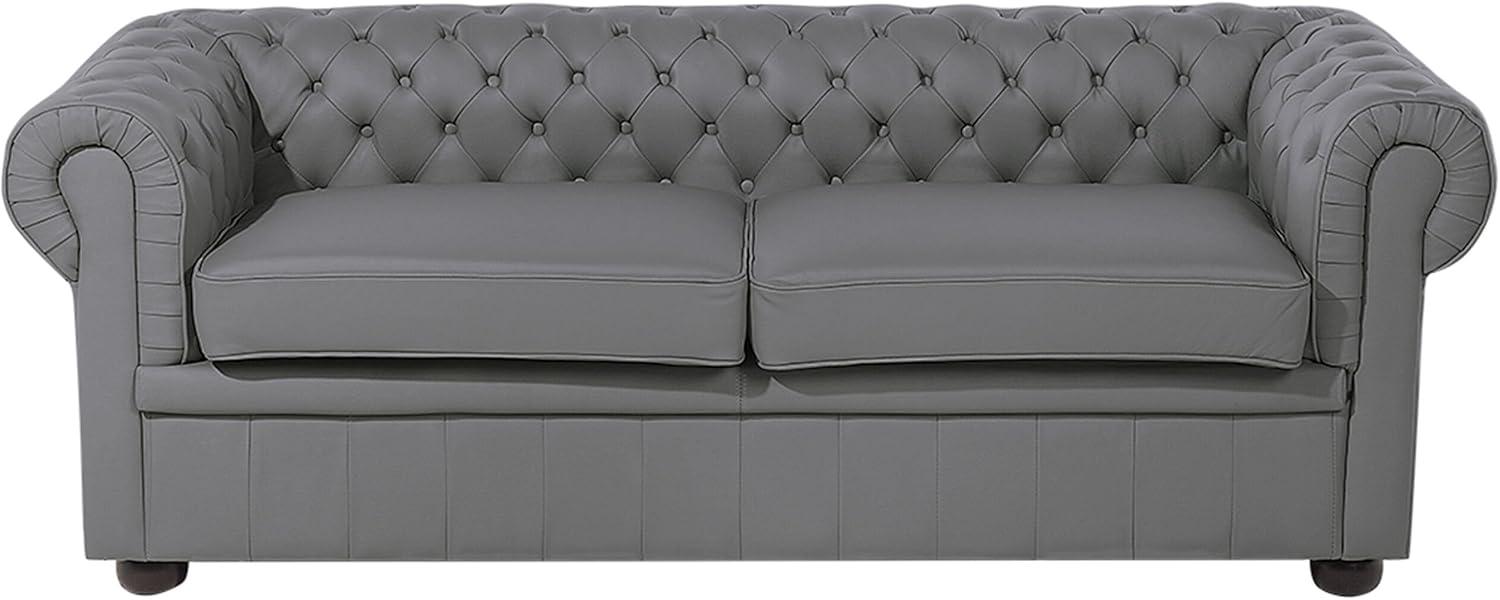 Sofa Leder grau CHESTERFIELD Bild 1