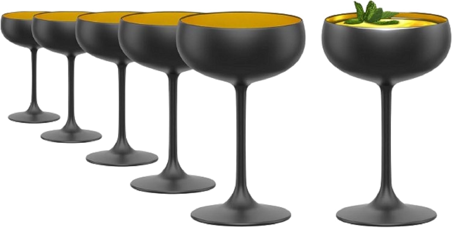 Stölzle Lausitz ELEMENTS Sektschale Schwarz-Gold 6er Set Bild 1
