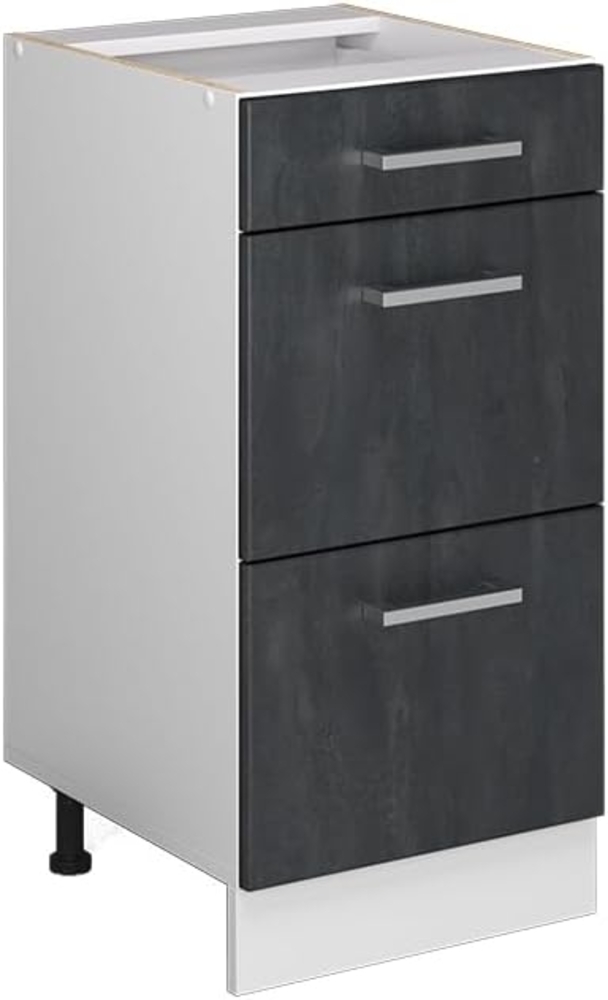 Vicco Küchenunterschrank R-Line, Schwarz Beton/Weiß, 40 cm ohne Arbeitsplatte Bild 1