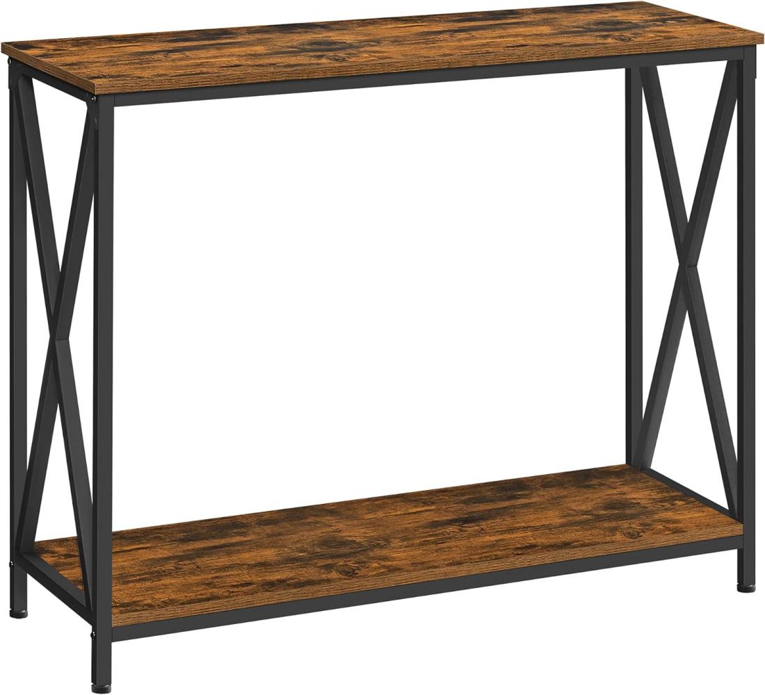 Konsolentisch, 2-stöckiger Flurtisch mit X-Barren, 100 x 35 x 80 cm, für Wohnzimmer, Eingangsbereich, Industriestil Bild 1