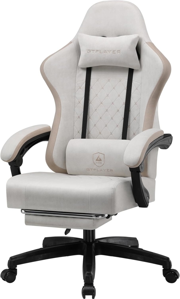 GTPLAYER Gaming-Stuhl Ergonomischer Gaming Sessel Schreibtischstuhl mit Stoffoberfläche (Pacekung), Federsitzkissen mit Fußstütze Bild 1