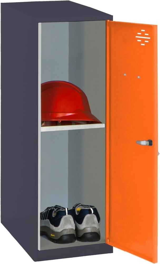 Simon Rack Simonlocker Kommode, klein, 915 x 300 x 500 mm, Amario aus Metall, mit Schlüssel, Anthrazit/Orange Bild 1