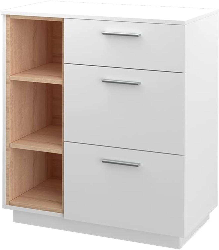 Vicco Kommode Highboard Anrichte Beatrice Weiß 3 Schubladen Sideboard Regal Bild 1