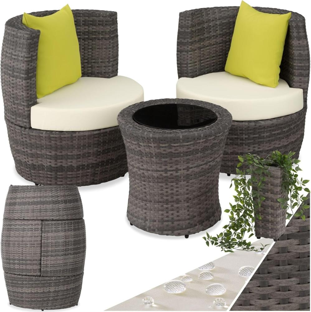 tectake Rattan Sitzgruppe Nizza - grau Bild 1